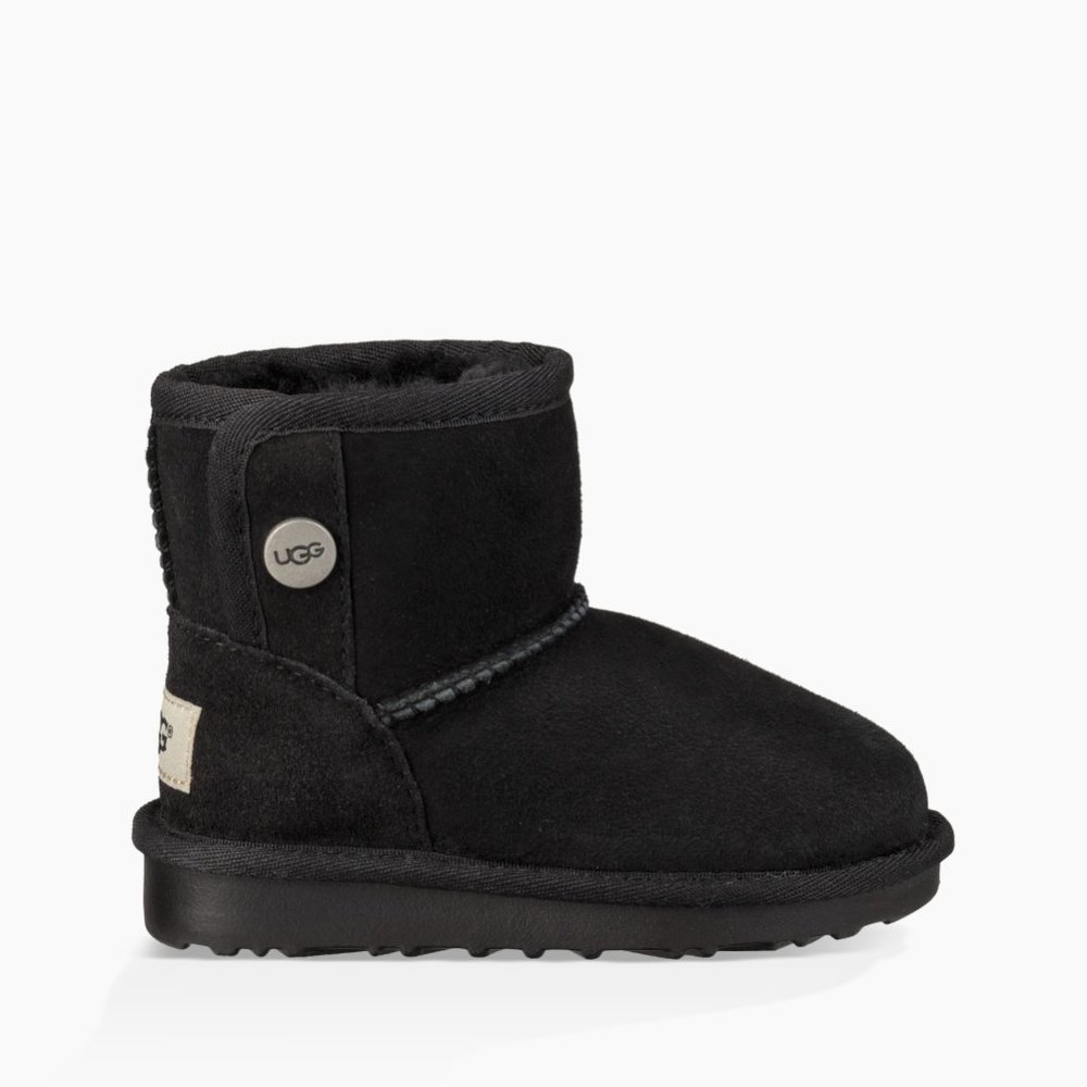 NEW UGG JONA SUEDE‎ SHEARLING GIRL'S MINI SHEARLING LINED BOOTS BLACK
